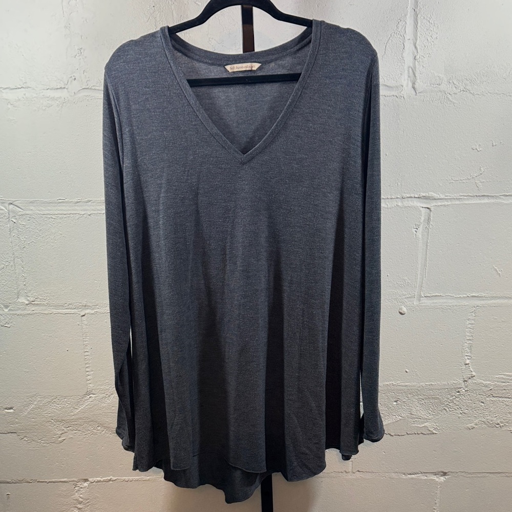 Soft Surroundings Charcoal Long Sleeve V-Neck Tunic Top